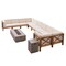 Contemporary Home Living 12pc Beige and Tawny Brown Contemporary Outdoor Patio Sectional Sofa with Fire Pit Set 56"